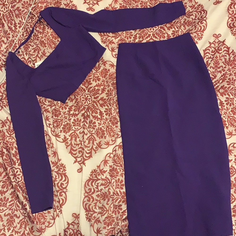 Zara two piece purple crop top and pencil skirt